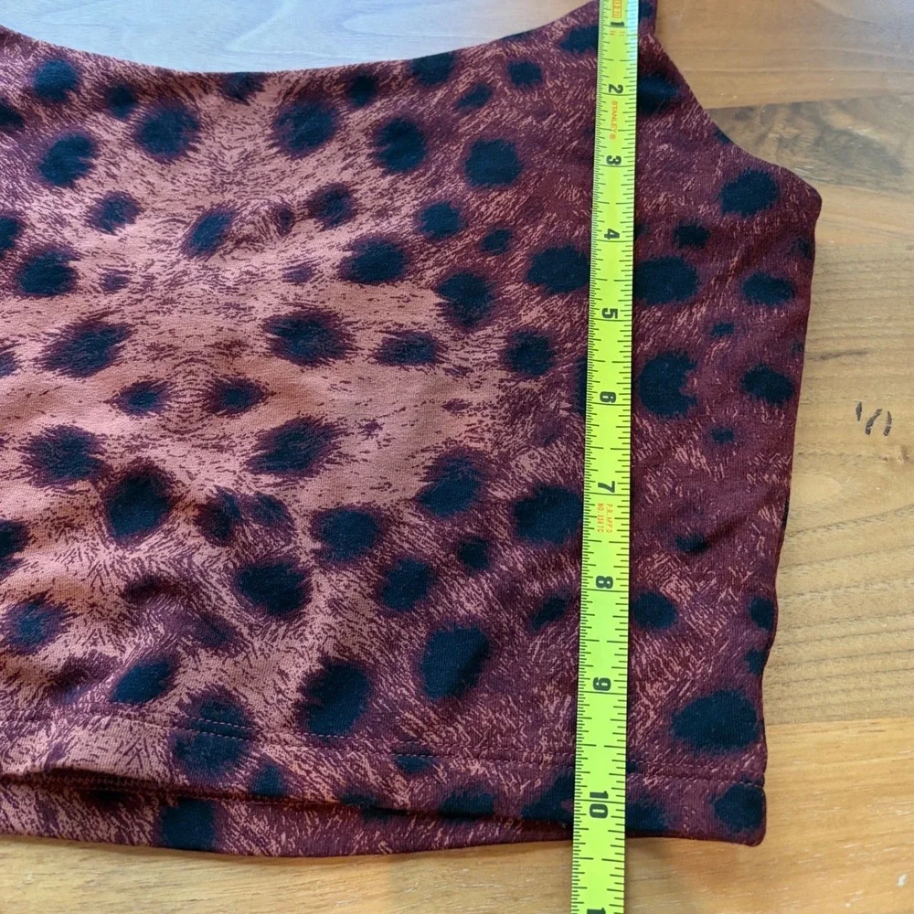 Wilfred Free Camisole Women S Burgundy Leopard Print Spaghetti Strap Crop Top - Picture 8 of 11
